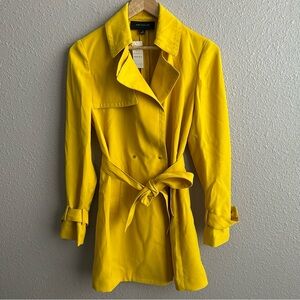NEW Ann Taylor‎ Yellow Gold Trench Style Lightweight Jacket Belted Tie Waist NWT